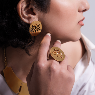 Golden Lotus Whispers Earrings