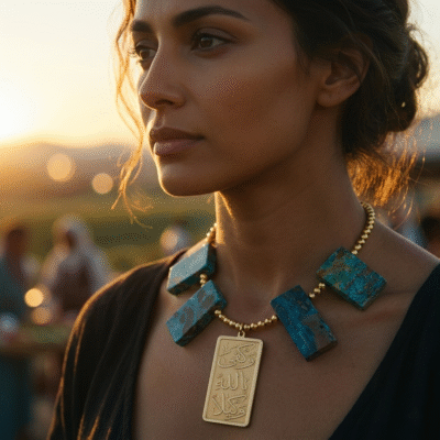 The "Wakafa Billahi Wakila" Turquoise Statement Necklace