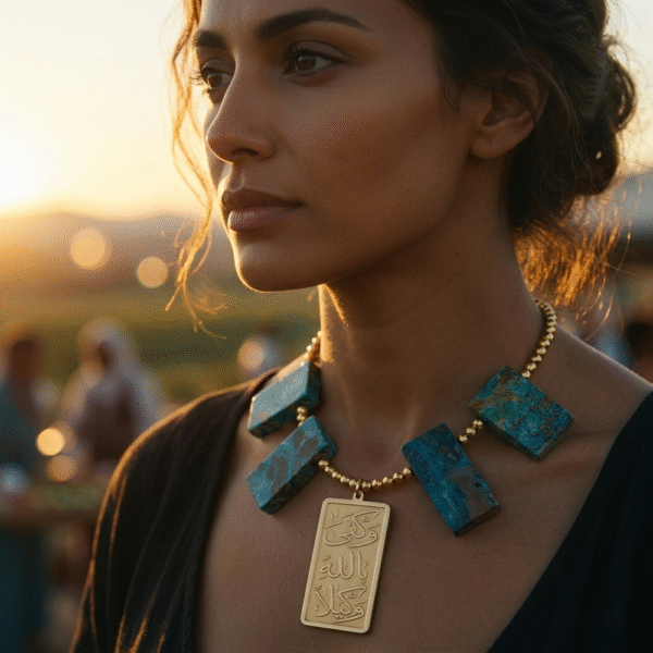 The "Wakafa Billahi Wakila" Turquoise Statement Necklace