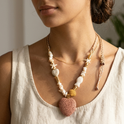Artisanal Ocean Heart Cord Necklace
